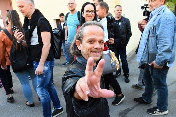 L'acteur français Andre Bouchet, connu pour son rôle de Passe-Partout dans le jeu télévisé Fort Boyard, visite un pavillon d'information pour le pôle touristique Kronstadt. Fort Island. Saint-Pétersbourg, Russie, le 27 août 2019. Photo by Olga Maltseva/Tass/ABACAPRESS.COM
