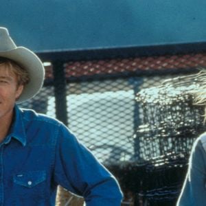 G1EJY1 Der Pferdefl¸sterer / Robert Redford et Scarlett Johansson dans "L'homme qui murmurait à l'oreille des chevaux". Photo par Alamy/ABACAPRESS.COM