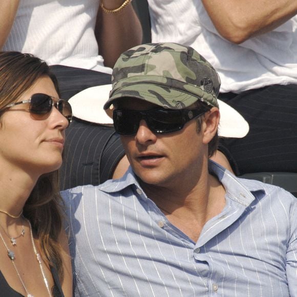 Le chanteur français David Hallyday et sa femme Alexandra Pastor assistent au quart de finale de Roland Garros à Paris, France, le 6 juin 2007. Photo ABACAPRESS.COM