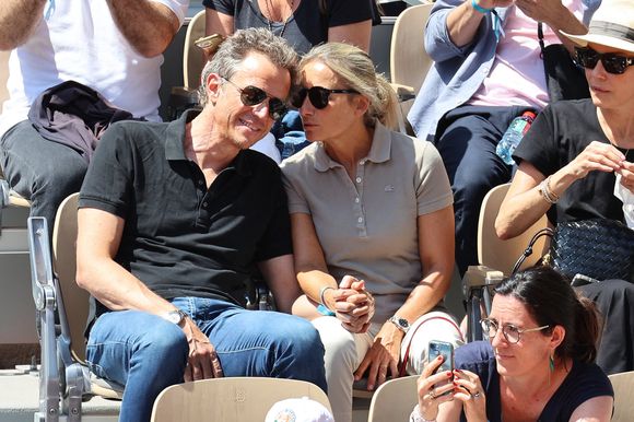 Anne-Sophie Lapix, Arthur Sadoun dans les tribunes lors des Internationaux de France Roland Garros 2023 le 04 juin 2023 à Paris, France. Photo Nasser Berzane/ABACAPRESS.COM