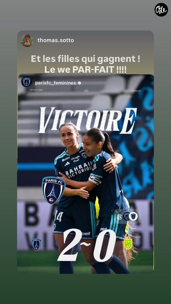 Antoine Arnault a célébré la victoire des deux équipes du Paris FC. Capture d'écran Instagram