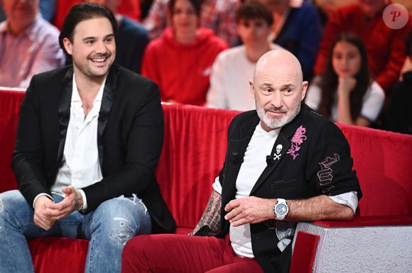 Vincent Lagaf et son fils Robin Rouil à l'enregistrement de l'émission Vivement dimanche consacrée à l'équipe du Splendid au studio Rive Gauche, présentée par M.Drucker, à Paris, le 21 février 2025. 
Crédit Guillaume Gaffiot / Bestimage