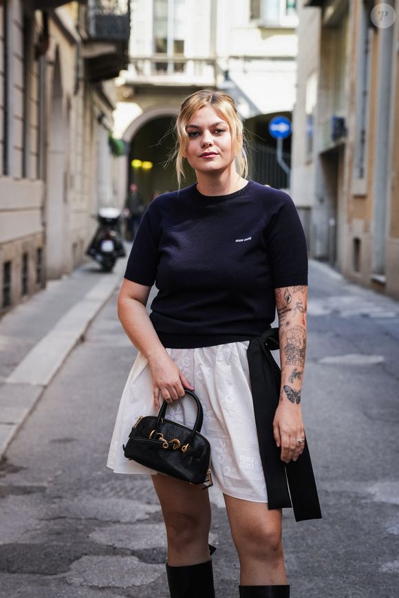 Louane - Les célébrités arrivent au 2ème Club littéraire Miu Miu pendant la Milan Design Week, le 10 avril 2025 à Milan. 
© Lucia Sabatelli / Bestimage
