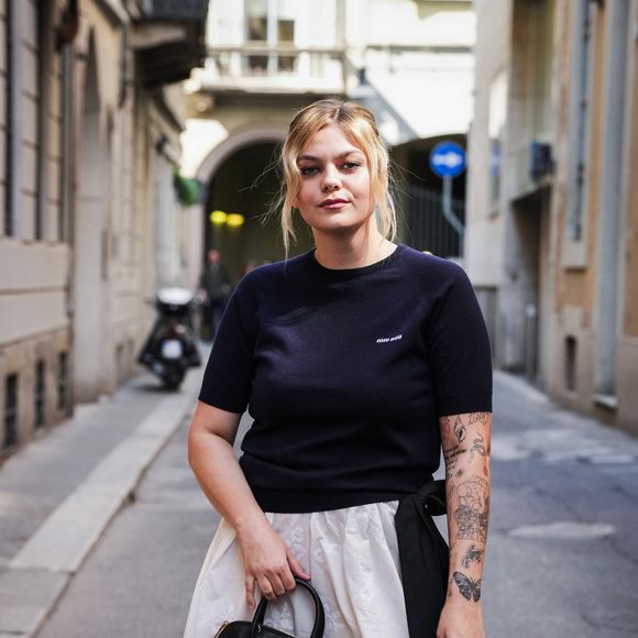 Louane - Les célébrités arrivent au 2ème Club littéraire Miu Miu pendant la Milan Design Week, le 10 avril 2025 à Milan. 
© Lucia Sabatelli / Bestimage