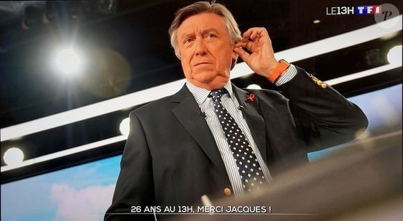 Jacques Legros présente son dernier JT de 13 heures en sa qualité de joker pendant près de 26 ans sur TF1, le 9 mai 2025. © Agence via Bestimage