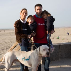 Exclusif - Tiphaine Auzière Macron (la belle-fille du candidat à l'élection présidentielle E.Macron) a organisé le rassemblement "En marche !" à Berck. Elle a défilé avec son mari Antoine, leurs enfants Elise et Aurèle et leur chien Figaro. Le 11 mars 2017
© Alain Rolland / Imagebuzz / Bestimage