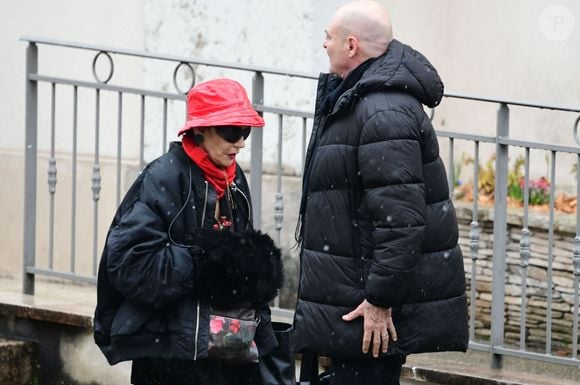 Exclusif - Isabelle Morini-Bosc aux obsèques de son mari Alain en l'église Saint-Pierre dans la commune d'Abrets en Dauphiné, France, le 14 mars 2025. © Romain Doucelin/Bestimage