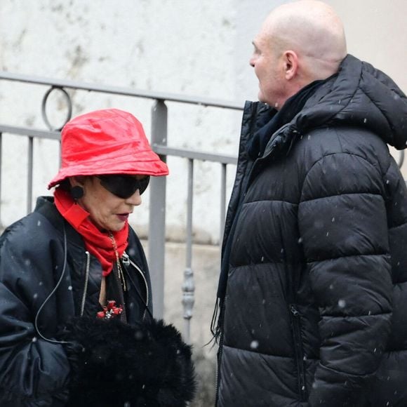 Exclusif - Isabelle Morini-Bosc aux obsèques de son mari Alain en l'église Saint-Pierre dans la commune d'Abrets en Dauphiné, France, le 14 mars 2025. © Romain Doucelin/Bestimage