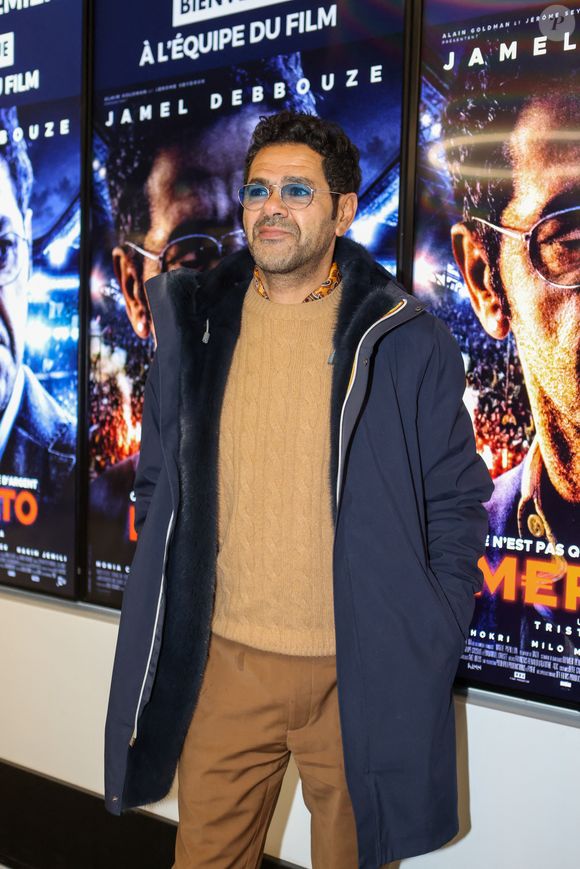 L'humoriste et acteur Jamel Debbouze au cinéma CGR-Villenave-d'Ornon en Gironde - France, pour l'avant-première du film "Mercato" du réalisateur Tristan Séguéla, le 14 février 2025. ©Jean-Marc Lhomer/Bestimage.