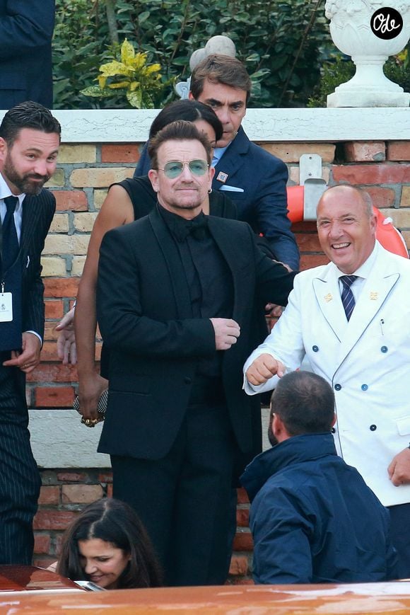 Bono assiste à la réception de mariage de George Clooney et Amal Alamuddin le 27 septembre 2014 à Venise, en Italie. Photo : Xposure/Abaca