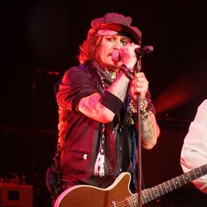 Johnny Depp - Concert du groupe Hollywood Vampires à l'Adidas Arena à Paris le 26 août 2026. © Jasmine Aissaoui / Bestimage