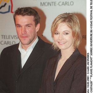 Benjamin Castaldi et Flavie Flament - soirée ouverture du 41ème Festival de Télévision de Monte-Carlo - 2001. (DOMINIQUE JACOVIDES / BESTIMAGE).