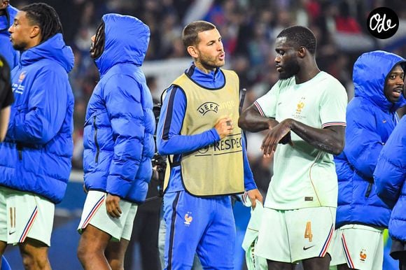Lucas Hernández (France) Dayot Upamecano (France) - Les Bleus ont remporté leur dernier match de préparation contre l'Irlande du Nord (3-1) à Lille, grâce à un triplé de M. Olise le 8 juin 2026. © Laptiste/PsnewZ/Bestimage