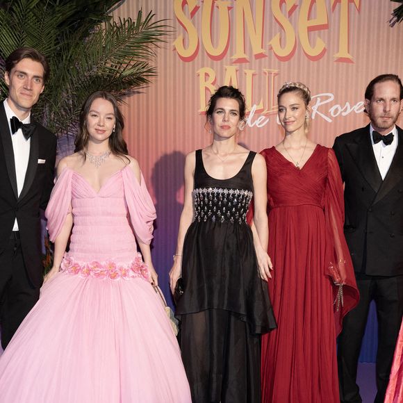 Ben Sylvester Strautmann, la Princesse Alexandra de Hanovre, Charlotte Casiraghi, Beatrice Boromeo, Andrea Casiraghi et Tatiana Santo Domingo assistent au Bal de la Rose 2025 au profit de la Fondation Princesse Grace, le 29 mars 2025 à Monte-Carlo, Monaco. Photo by David NIVIERE/ABACAPRESS.COM
