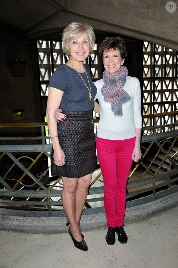 Evelyne Dheliat et Catherine Laborde - Forum international de la meteo et du climat a Paris. Le 21 mars 2013. © Bestimage