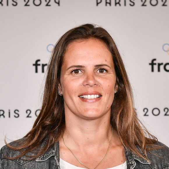 La nageuse française Laure Manaudou pose pour un photocall avant la conférence de presse de France Télévision "Paris 2024" à Paris le 11 juin 2024. Photo by Firas Abdullah/ABACAPRESS.COM