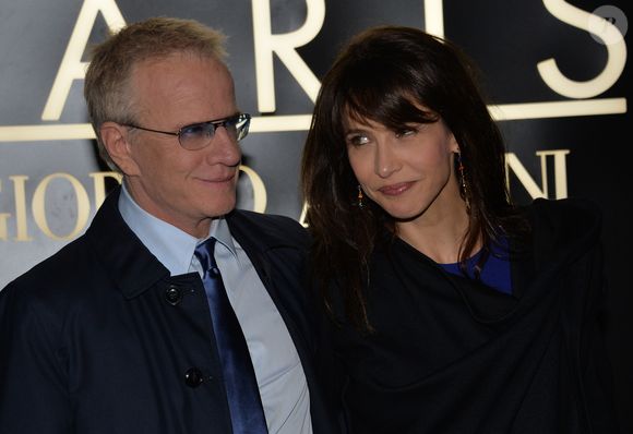 Sophie Marceau etChristophe Lambert - Arrivee des people au defile Giorgio Armani Haute Couture Printemps/Ete 2014 au Palais de Tokyo a Paris, le 21 janvier 2014. © VEEREN / BESTIMAGE