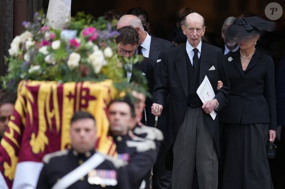 Le prince Edward, duc de Kent, - Sorties des obsèques de son Altesse Royale la duchesse de Kent en la cathédrale de Westminster à Londres, le 16 septembre 2025. © Julien Burton / Bestimage