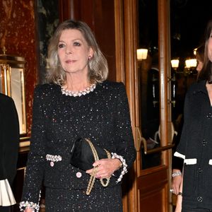 La princesse Alexandra de Hanovre, la princesse Caroline de Hanovre (La princesse a troqué sa chevelure argenté contre un blond cendré), Charlotte Casiraghi lors de la cérémonie de proclamation de l'édition 2024 des Prix de la Fondation Prince Pierre à l'opéra Garnier à Monaco, le 8 octobre 2024. 
© Bruno Bebert / Bestimage