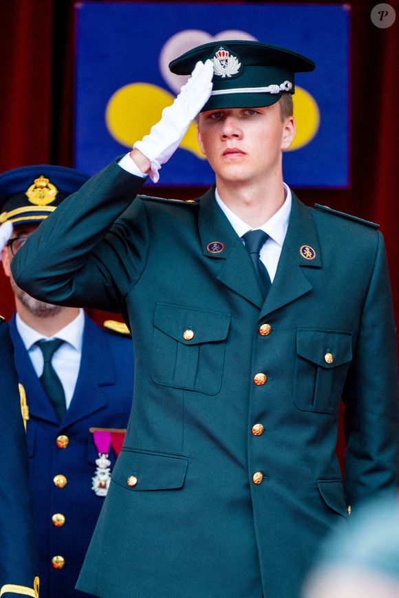 Le prince Gabriel assiste au défilé militaire de la fête nationale le 21 juillet 2024 à Bruxelles, Belgique. © ischa Schoemaker/ABACAPRESS.COM