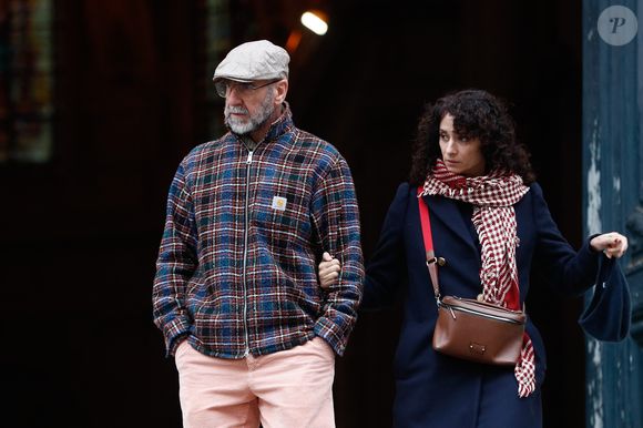 Eric Cantona et sa femme Rachida Brakni - Sorties des obsèques de Niels Arestrup à l'Église Saint-Roch à Paris. Le 10 décembre 2024
© Christophe Clovis / Bestimage
