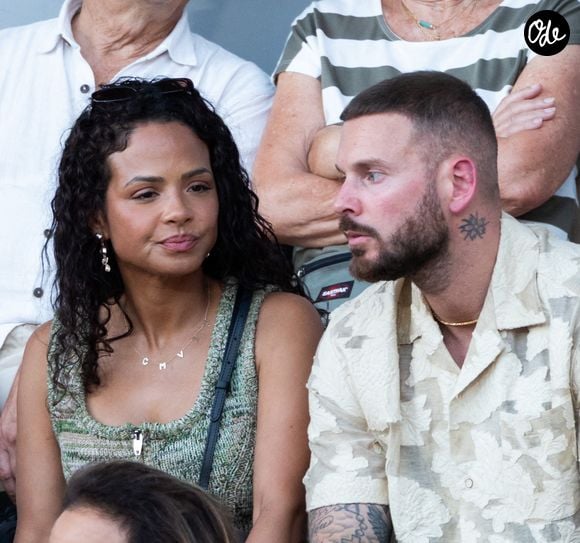 Christina Milian et Matt Pokora dans les tribunes lors de la deuxième journée de la session nocturne du tournoi de Roland-Garros, à Paris, en France. Photo de Nasser Berzane/ABACAPRESS.COM