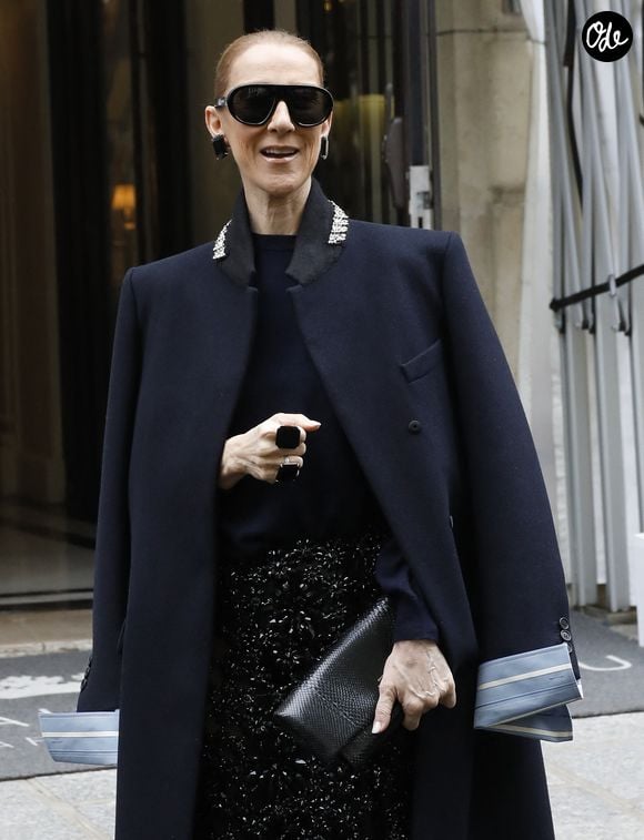 Son vestiaire de scène est orchestré par sa styliste historique Annie Horth.

Céline Dion salue ses à la sortie de l’hôtel Royal Monceau à Paris, avant de rejoindre La Plenitude Arena de Paris La Défense pour poursuivre sa série de concerts, le 7 octobre 2026. © Marc Ausset Lacroix / Bestimage