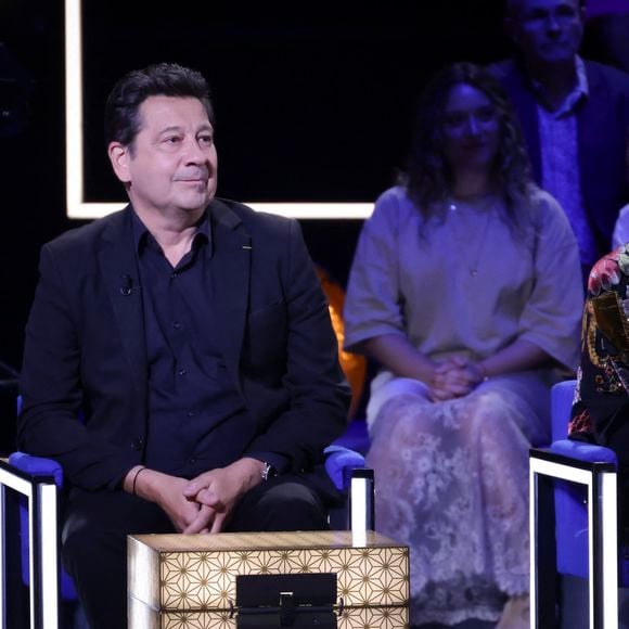 Exclusif - Laurent Gerra, Anny Duperey lors de l'enregistrement de l'émission "La Boîte à secrets", présentée par F.Bollaert et diffusée le 10 octobre 2025 sur France 3, dans les studios du Lendit à Saint-Denis, Seine Saint-Denis, France, le 22 septembre 2025. © Jack Tribeca/Bestimage