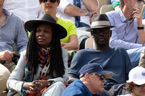 Kareen Guiock Thuram, Lilian Thuram en tribune lors de la finale masculine 2025 de Roland Garros le 08 juin 2025 à Paris, France. Photo par Nasser Berzane/ABACAPRESS.COM