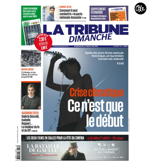 Une de "La tribune Dimanche" du 28 juin 2026