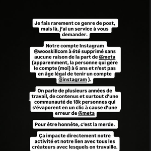Dans une série de stories publiées sur son compte Instagram personnel mardi 12 mai, Enzo a partagé son immense frustration face à un bug qui menace le fruit de ses efforts. Le compte de son entreprise a tout simplement disparu des radars. 

Enzo, le fils de Cristina Cordula, évoque un coup dur professionnel sur ses réseaux sociaux.