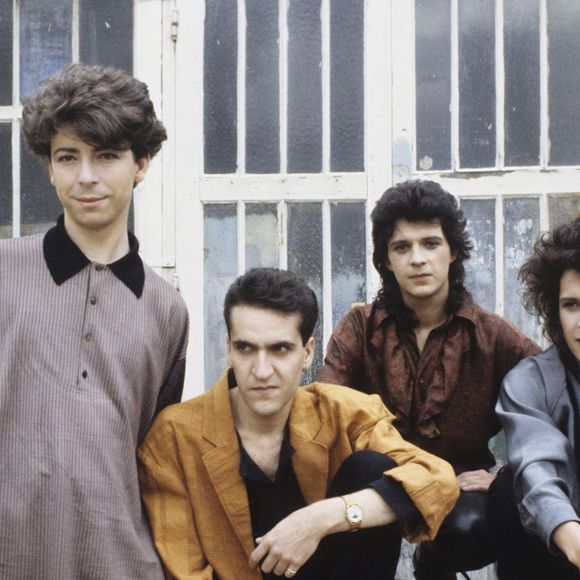 Archives - En France, lors du tournage du vidéoclip du groupe Indochine, Dominik Nicolas, Dimitri Bodianski, Nicola Sirkis et Stéphane Sirkis. 1986
© Bernard Leguay via Bestimage