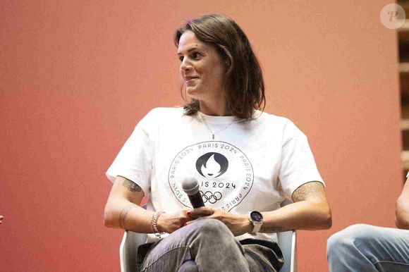 Laure Manaudou - Dévoilement du parcours du relais de la flamme des Jeux Olympiques de Paris 2024 dans la grand amphithéâtre de la Sorbonne à Paris le 23 juin 2023. © JB Autissier / Panoramic / Bestimage