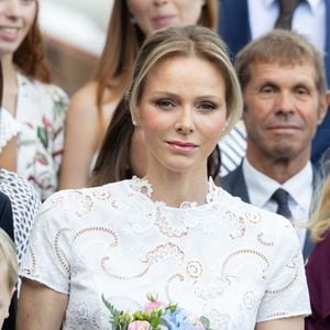 La princesse Charlène de Monaco avec ses enfants le prince Jacques de Monaco, marquis des Baux et la princesse Gabriella de Monaco, comtesse de Carladès au 'Pique-nique des Monégasques’, Monaco.6 septembre 2025 © Olivier Huitel/Pool Monaco/Bestimage