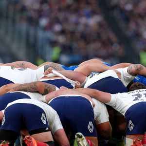 RUGBY : Italie vs France (24_73) - Tournoi des Six 6 VI Nations à Rome - Scrum during the Six Nations rugby match between Italy and France at Olimpico stadium in Rome (Italy), February 23, 2025.