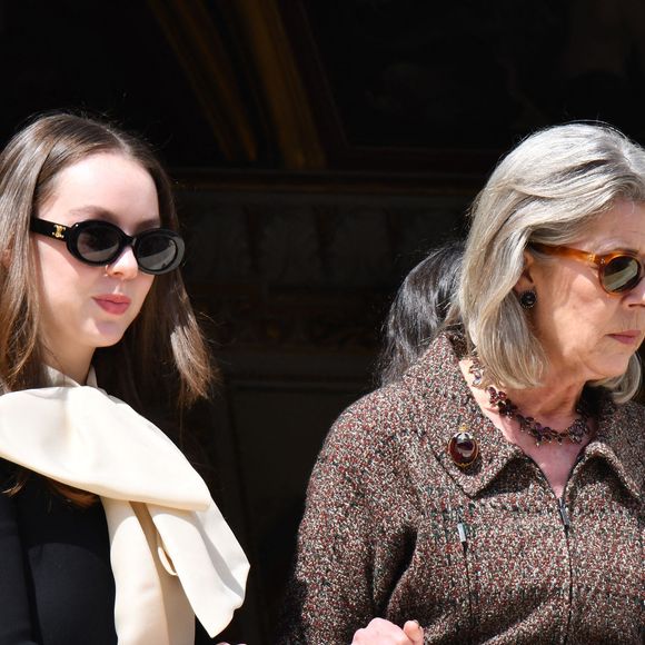 La princesse Alexandra de Hanovre et la princesse Caroline de Hanovre -  Le prince de Monaco fête son anniversaire (66 ans) en famille sur la Place du Palais princier de Monaco, le 14 mars 2024. © Bruno Bebert/Bestimage
