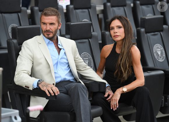 David Beckham et Victoria Beckham - Les célébrités assistent au match de l'Inter Miami face à Atlanta United (4-0) en Leagues Cup à Fort Lauderdale, le 25 juillet 2023. AGENCE / BESTIMAGE