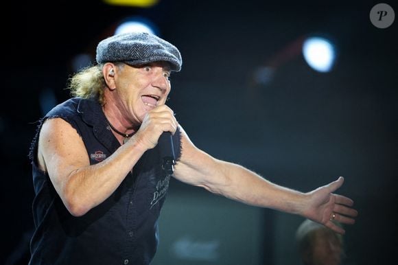 Brian Johnson, chanteur du groupe AC/DC, chante lors d'un concert à Düsseldorf dans le cadre du PWR UP Tour 2025. 08 juillet 2025, Rhénanie-du-Nord-Westphalie, Düsseldorf. Photo par Christoph Reichwein/DPA/ABACAPRESS.COM