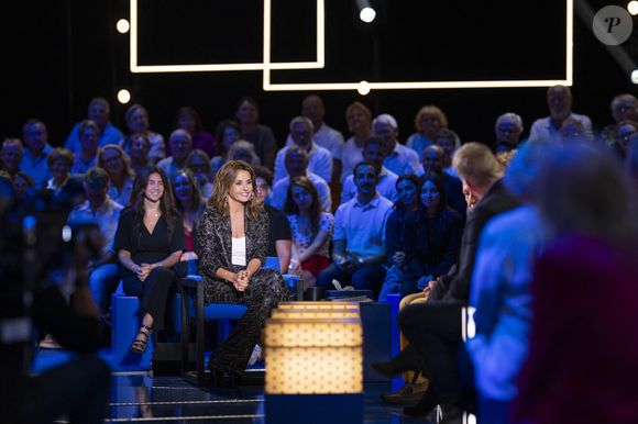 Exclusif - Faustine Bollaert lors de l'enregistrement de l'émission "La Boîte à secrets", présentée par F.Bollaert et diffusée le 26 septembre 2025 sur France 3, dans les studios du Lendit à Saint-Denis, Seine Saint-Denis, France, le 8 septembre 2025. © Pierre Perusseau/Bestimage