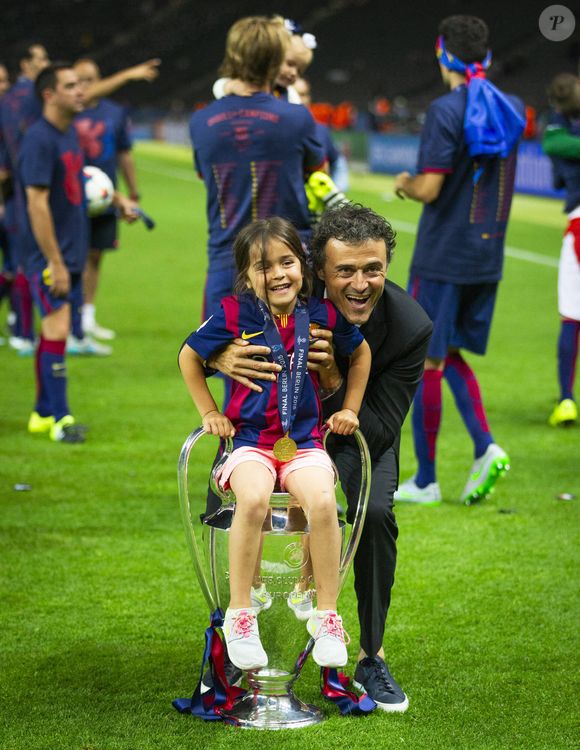 Luis Enrique coach of FC Barcelona celebrate with his daughter Xana Martinez after their sides victory UEFA Champions League Final between Juventus and FC Barcelona Olympiastadion on June 06, 2015 in Berlin, Germany. © Imago/PsnewZ/Bestimage