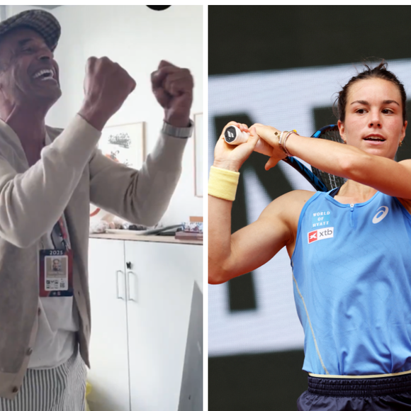 La française Loïs Boisson bat l'américaine Pegula (3-6, 6-4, 6-4), au 4ème tour des internationaux de France de Tennis de Roland Garros, Yannick Noah exulte ! © Jacovides-Moreau/Bestimage et Francetvsport sur X.