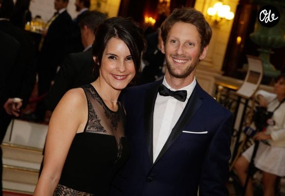 Marion Jolles Grosjean et son mari Romain Grosjean assistent au gala organisé par Romain Grosjean au profit de l'association « Enfance & Cancer », qui s'est tenu au Grand Hôtel Intercontinental à Paris, en France, le 9 septembre 2015. Photo de Jérôme Domine/ABACAPRESS.COM