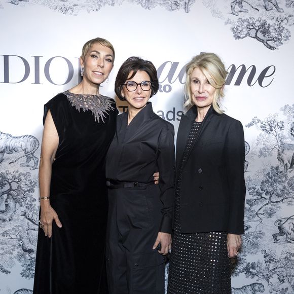 Mathilde Favier, Rachida Dati, Ministre de la Culture, et Anne-Florence Schmitt au photocall du dîner Dior X Madame Figaro à La Terrasse by Albane sur le toit de l'hôtel Marriott en marge du 78ème Festival International du Film de Cannes, France, le 17 mai 2025. © Olivier Borde/Bestimage