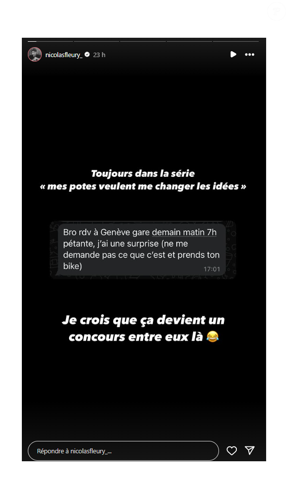 Une rupture douloureuse pour le jeune homme qui se change les idées grâce à ses amis.

Nicolas Fleury se change les idées à la montagne après sa rupture avec l'ancienne Miss France Vaimalama Chaves.