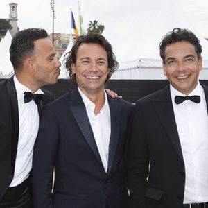 Exclusif - Mohamed Bouhafsi, Bertrand Chameroy, Patrick Cohen sur le plateau de l'émission "C à vous" le 20 mai 2014 lors du 77ème Festival International du Film de Cannes pour une diffusion le 21 mai. © Jack Tribeca / Bestimage