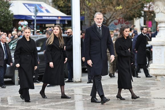 La princesse Leonor d'Espagne, la princesse Sofía d'Espagne, le roi Felipe VI d'Espagne et la reine Letizia d'Espagne assistent aux funérailles de la princesse Irène de Grèce à la cathédrale métropolitaine d'Athènes à Athènes, Grèce, le 19 janvier 2026. Photo by Giannis Panagopoulos/Eurokinissi/ABACAPRESS.COM