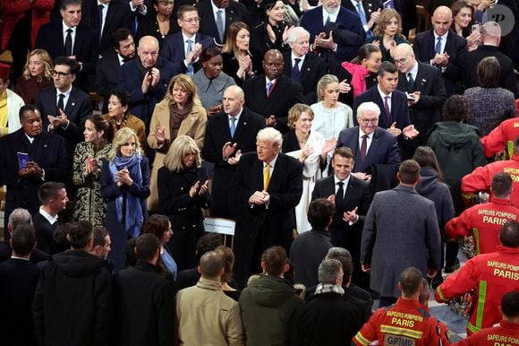 Giorgia Meloni, Denis Sassou-Nguesso, Ashley Biden, Jill Biden, Brigitte Macron, Donald Trump, Emmanuel Macron - Cérémonie de réouverture de la cathédrale Notre-Dame de Paris, le 7 décembre 2024. Joyau de l’art gothique, lieu de culte et de culture, symbole universel de la France et de son histoire, la cathédrale de Notre-Dame de Paris rouvre ses portes les 7 et 8 décembre, cinq ans après le terrible incendie qui l’avait ravagée le 15 avril 2019. 
© Dominique Jacovides / Bestimage