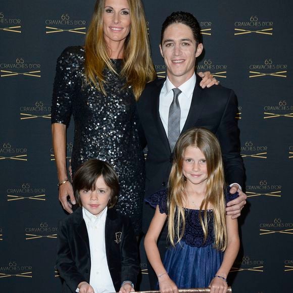 Sophie Thalmann, son mari Christophe Soumillon et leurs enfants Charlie et Mika - 65ème édition des Cravaches d'Or au Théâtre des Champs-Elysées à Paris. Le 14 mars 2014 © COADIC GUIREC / BESTIMAGE