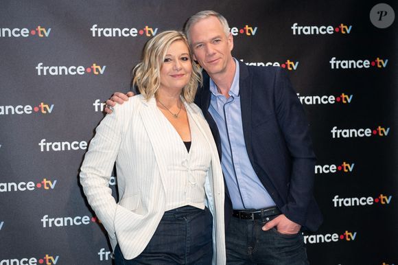 Flavie Flament et Julien Arnaud assistent au 40ème anniversaire de l'émission Tele Matin dans les locaux de France Télévision à Paris, France, le 06 février 2025. Photo par Aurore Marechal/ABACAPRESS.COM