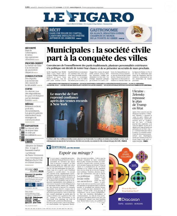 Une du Figaro du samedi 22 novembre 2025 ©Le Figaro